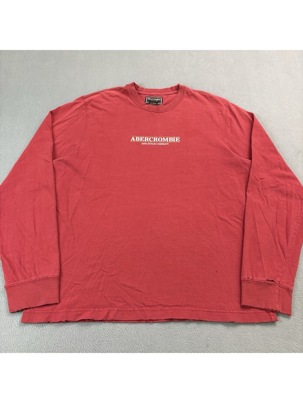 Vintage 90s Abercrombie And Fitch Long Sleeve Shirt Size Large Red Distressed